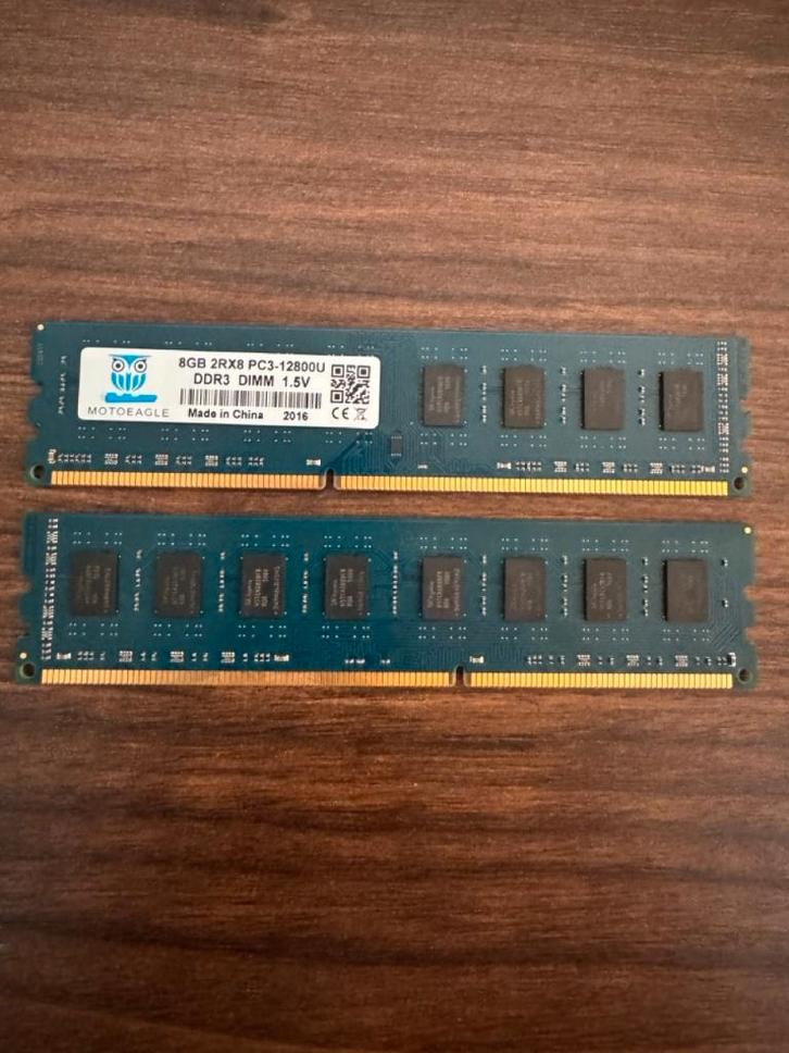 RAM Geheugen: MOTOEAGLE 8GB 2RX8 PC3-12800U (2 stuks), Computers en Software, RAM geheugen, Zo goed als nieuw, Laptop, 16 GB, DDR3