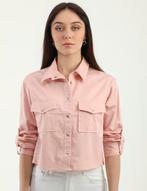 Verkort roze overhemd met steentjes, maat S, Nieuw, Ophalen of Verzenden, Roze, Maat 36 (S)