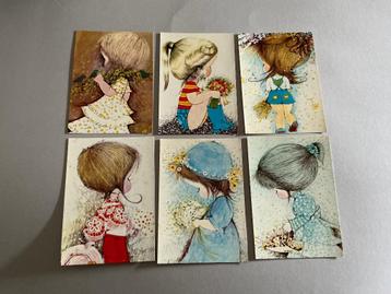 Vintage kinder kaarten - Sleding - meisjes - schattig  beschikbaar voor biedingen