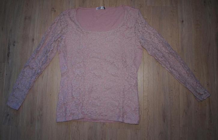 Roze Kanten Longsleeve (L), Kleding | Dames, T-shirts, Gedragen, Maat 42/44 (L), Roze, Lange mouw, Ophalen of Verzenden