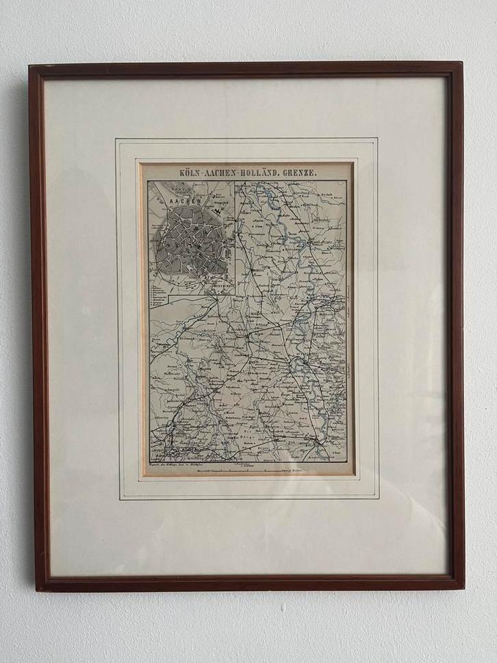Duitse landkaart Köln - Aachen - Holländ Grenze, Antiek en Kunst, Kunst | Overige Kunst, Ophalen