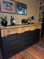 Mooi mat zwart dressoir met geschuurde laden en blad, Ophalen of Verzenden, Zo goed als nieuw