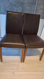 Set van 6 bruine lederen stoelen, Huis en Inrichting, Stoelen, Ophalen, Twee, Bruin, Zo goed als nieuw