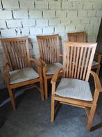 Houten stoelen set van 4 met armleuning teakhout teak, Huis en Inrichting, Stoelen, Ophalen, Gebruikt, Vier, Teak