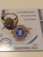 14 krt Goud - Ring - 0.14 ct Diamant -Spinel met certificaat, Sieraden, Tassen en Uiterlijk, Ringen, Goud, Blauw, Met edelsteen