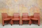 ZGANieuw! 4 rode leren Leolux Quantissimo verrijdb stoelen, Huis en Inrichting, Stoelen, LEolux, Leolux, Design, Leer