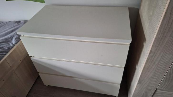 Witte commode (Ikea MALM) met 3 lades, Huis en Inrichting, Kasten | Ladekasten, Gebruikt, Minder dan 100 cm, Minder dan 50 cm