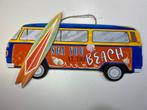 Retro Bus bord met surfplank see you at the beach ! surf bus, Huis en Inrichting, Nieuw, Ophalen of Verzenden