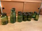 Bulach groene  poten glazen vintage opberg poten, Ophalen of Verzenden