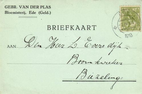 Gebr. van der Plas, Bloemisterij, Ede [Geld.] - 04.1918 - br, Postzegels en Munten, Brieven en Enveloppen | Nederland, Briefkaart