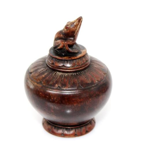 Prachtige Houten Deksel Doos met Kikker Tibet Nepal, Antiek en Kunst, Kunst | Niet-Westerse kunst, Verzenden