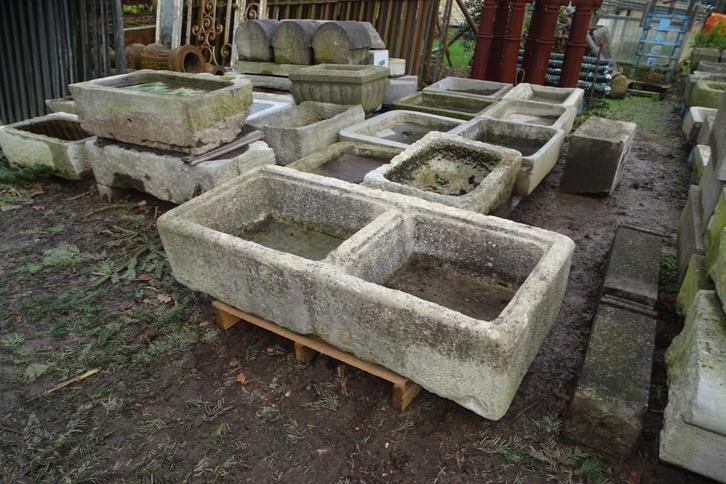 oude handgekapte franse stenen gootsteen wasbak, Antiek en Kunst, Curiosa en Brocante, Ophalen