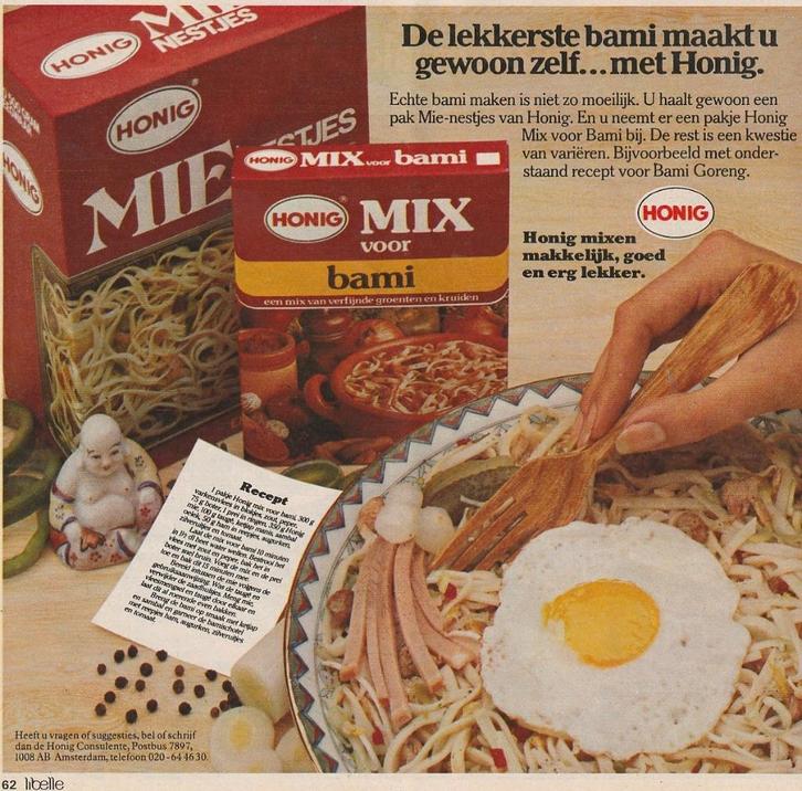 Retro reclame 1980 Honig Chinese keuken bamimix, Verzamelen, Retro, Overige typen, Verzenden
