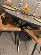 Ronde natuursteen eettafel met stoelen, Ophalen, Overige materialen, 100 tot 150 cm, Rond