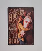 Horse loved by little girl paard reclamebord van metaal deco, Info@deconoord.nl, Deco Noord, Nieuw, Ophalen of Verzenden