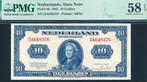 AUNC: PMG 58 EPQ - 10 Gulden 1943 ‘Muntbiljet’ - DA048376, Ophalen of Verzenden, 10 gulden, Los biljet