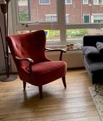 2 stoeltjes Deens design koraalrood, Huis en Inrichting, Fauteuils, Ophalen, Gebruikt