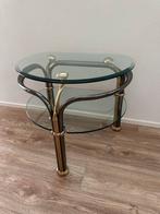 Glazen Bijzettafel Ovaal Design, Minder dan 45 cm, Minder dan 55 cm, Gebruikt, Ophalen of Verzenden