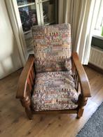 Houten rookstoel met unieke bekleding, Ophalen, Gebruikt, Minder dan 75 cm, 50 tot 75 cm