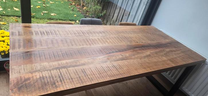 Grote  Houten Eettafel  met 6 stoelen, Huis en Inrichting, Tafels | Eettafels, Zo goed als nieuw, 150 tot 200 cm, 200 cm of meer