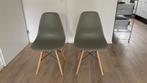 Set van 2 groene kuipstoeltjes, in goede staat, Huis en Inrichting, Stoelen, Gebruikt, Twee, Trendy/design/modern, Grijs