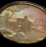 Prachtige 14 karaats gouden camee broche handgesneden camee, Verzenden