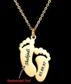 Ketting babyvoetjes gepersonaliseerd, Sieraden, Tassen en Uiterlijk, Kettingen, Verzenden, Nieuw, Goud