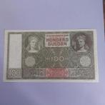 100 gulden biljet Luitspelende Vrouw uit 1944 in AUNC, Ophalen of Verzenden, 100 gulden, Los biljet