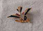 Chique cloisonne vogel broche met strass steentjes., Ophalen of Verzenden, Zo goed als nieuw, Zwart, Met strass