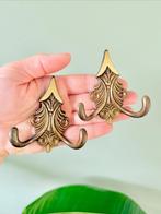 2 vintage messing haken wandhaken kapstokhaken, Ophalen of Verzenden, Gebruikt