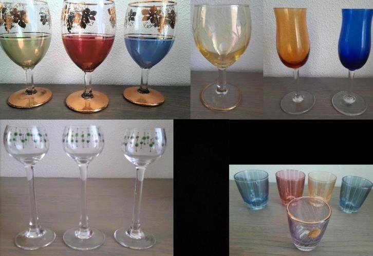 verschillende kleurige glazen, Verzamelen, Glas en Borrelglaasjes, Gebruikt, Overige typen, Ophalen of Verzenden