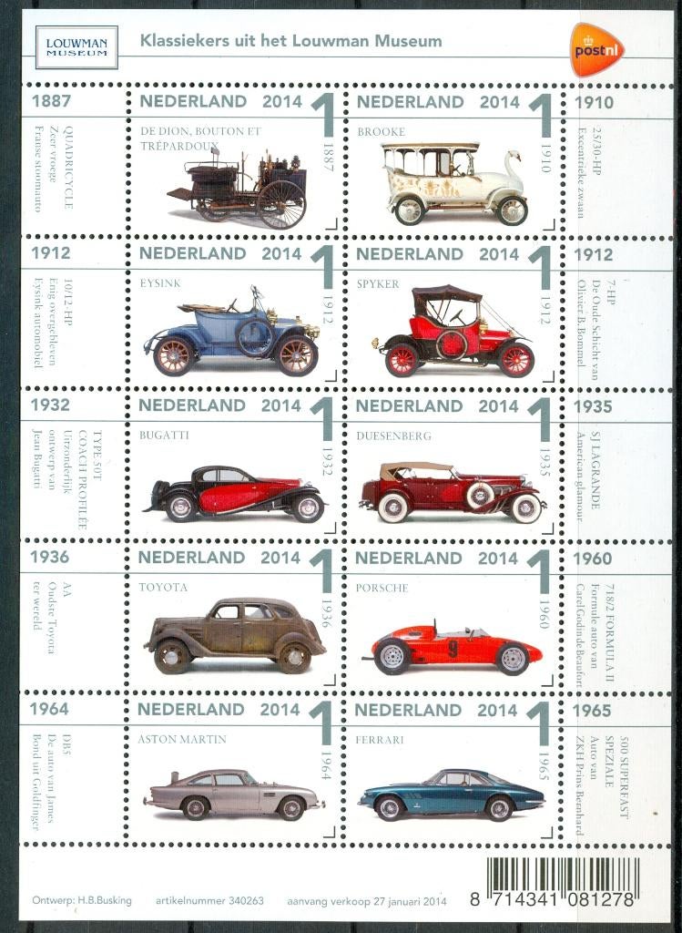 Ned. NVPH V3155-3164 Klassiekers uit het Louwman museum 2014, Ophalen of Verzenden, Na 1940, Postfris