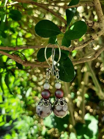 Oorbellen Fossilia oceanfossiel-swarovski parels zilver beschikbaar voor biedingen