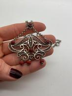 B212 Prachtige vintage zilveren ketting bloedkoraal, Ophalen of Verzenden, Zilver, Ketting, Met edelsteen