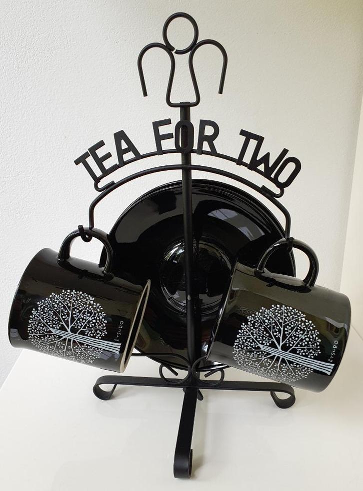 leuk setje kopjes: "tea for two" met afbeelding van Etsuro, Huis en Inrichting, Keuken | Servies, Nieuw, Kop(pen) en/of Schotel(s)