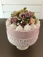 Sier taartje met roze en paarse rozen., Ophalen, Nieuw