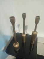 Kandelaars set van 3 metaal koper/brons kleur, Ophalen of Verzenden, Nieuw, Metaal, 25 tot 50 cm