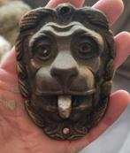 Deurbel antiek leeuwenkop deur bel leeuw brons, Ophalen of Verzenden