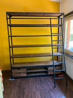 Industriële boekenkast met ladder, Huis en Inrichting, Kasten | Boekenkasten, Ophalen, 200 cm of meer, 150 tot 200 cm, Zo goed als nieuw