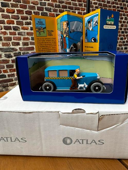 Kuifje auto blauwe taxi (in america) 1:43 atlas nieuw, Verzamelen, Stripfiguren, Nieuw, Kuifje, Ophalen of Verzenden