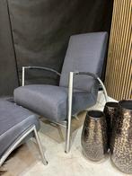 Harvink Club Fauteuil met Hocker, Ophalen, Zo goed als nieuw, Metaal, 75 tot 100 cm