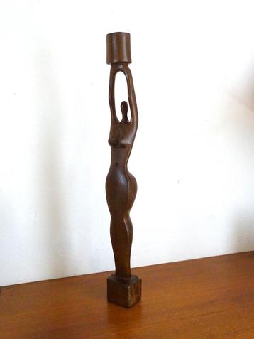 Afrikaanse kunst Kandelaar Ghana Aburi Houtsnijwerk beschikbaar voor biedingen