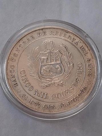 Peru 5000 Soles de Oro 1979 Zilveren Munt - Huascar beschikbaar voor biedingen