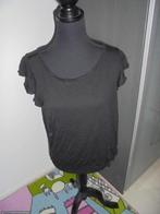 'Zwart shirt met ruches mouw merk H&M maat L, H&M, Zwart, Maat 42/44 (L), Ophalen of Verzenden