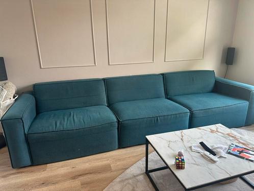 Petrol blauwe bank, Huis en Inrichting, Banken | Complete zithoeken, Gebruikt, Stof, Ophalen