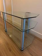 TV meubel glas - chroom, Huis en Inrichting, Tafels | Sidetables, Ophalen of Verzenden, Zo goed als nieuw