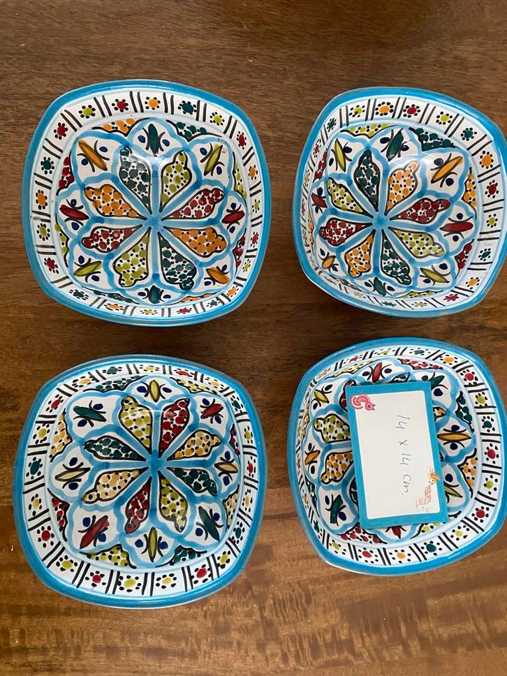 Tunesische Schalen Set - Handbeschilderd, Huis en Inrichting, Keuken | Servies, Zo goed als nieuw, Schaal of Schalen, Overige stijlen