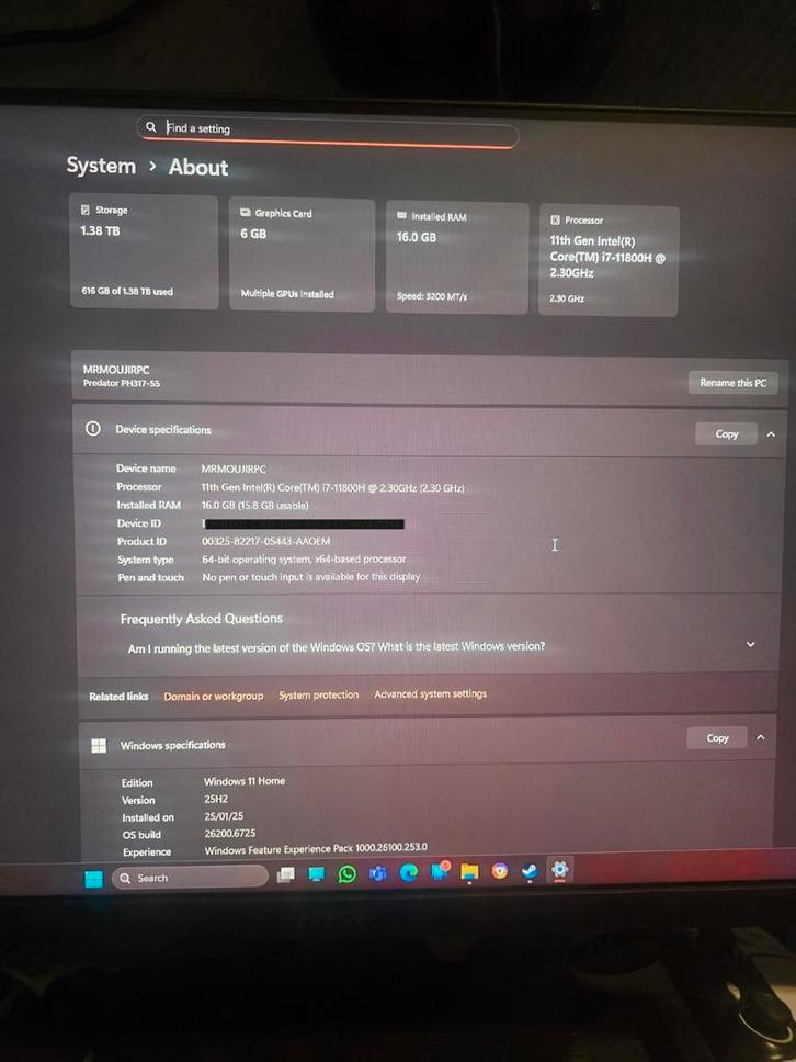 Acer Predator Helios 300 Gaming Laptop, Computers en Software, Windows Laptops, Zo goed als nieuw, 17 inch of meer, HDD, SSD, 2 tot 3 Ghz