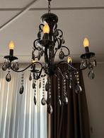 2x Elegante bronzen kroonluchter met kristallen, Huis en Inrichting, Lampen | Kroonluchters, Ophalen, Gebruikt, Metaal