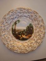 Vintage Bord met Gouden Details en Landschap, Antiek en Kunst, Antiek | Wandborden en Tegels, Ophalen of Verzenden